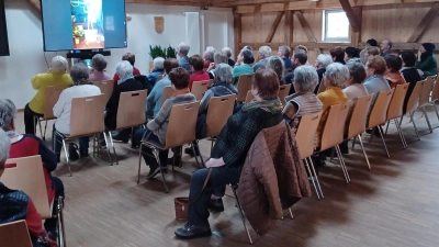 Die Besucher der Sitzweil bei der Bilderschau im Ratssaal. (Bild: Inge Härtl)