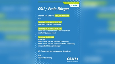 Kommunalwahlen 2026 - CSU-FB Etzelwang stellt sich vor (Bild: CSU/FB Etzelwang)