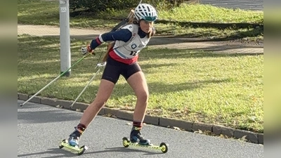Merle Uschold aus Hirschau zeigt beim City Bisthlon Dresden ein starkes Rennen.  (Bild: Wolfgang Uschold)