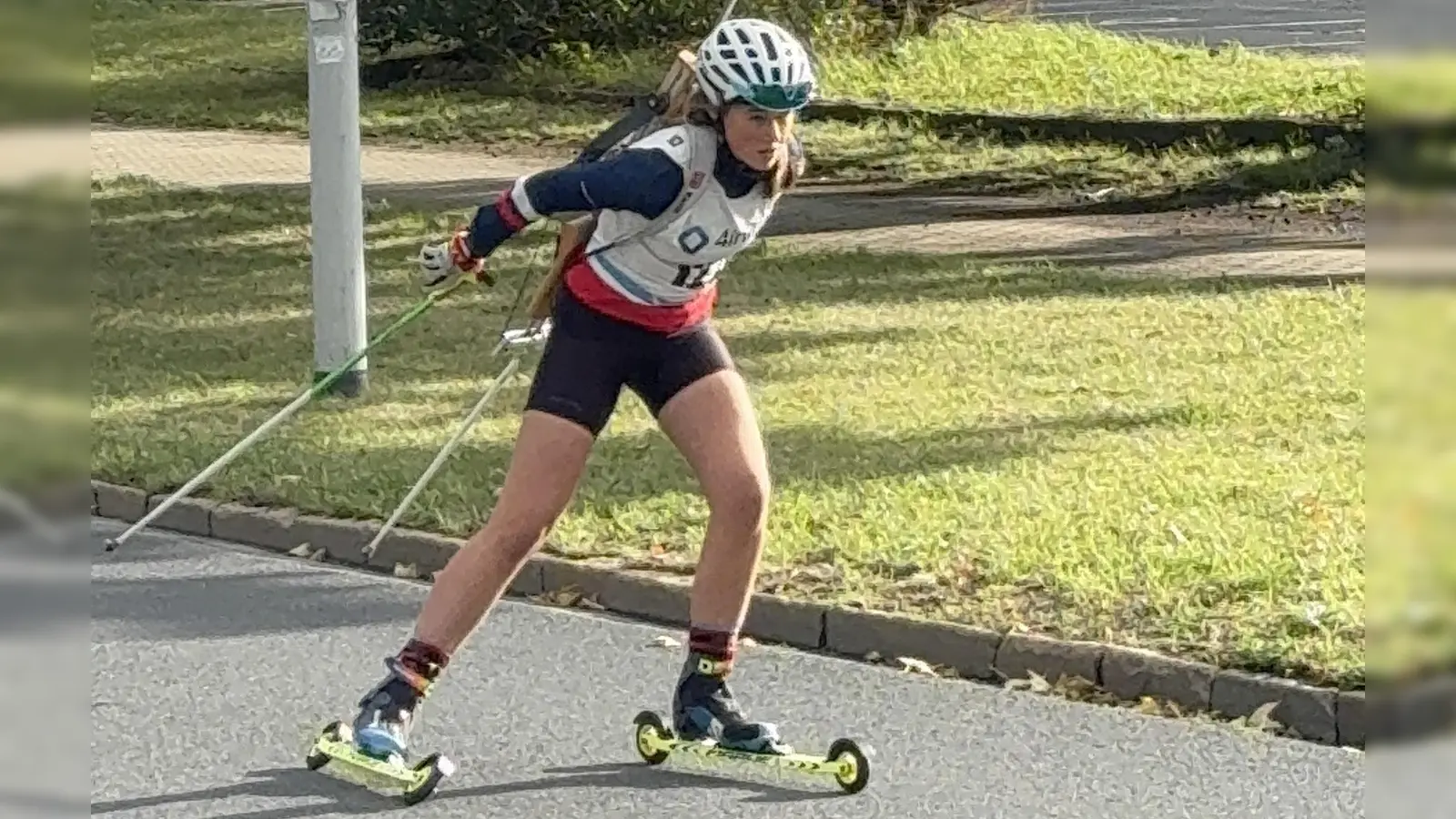 Merle Uschold aus Hirschau zeigt beim City Bisthlon Dresden ein starkes Rennen.  (Bild: Wolfgang Uschold)