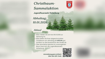 Plakat Christbaum-Sammelaktion Jugendefeuerwehr Hohenburg (Grafik: Magdalena Geitner)