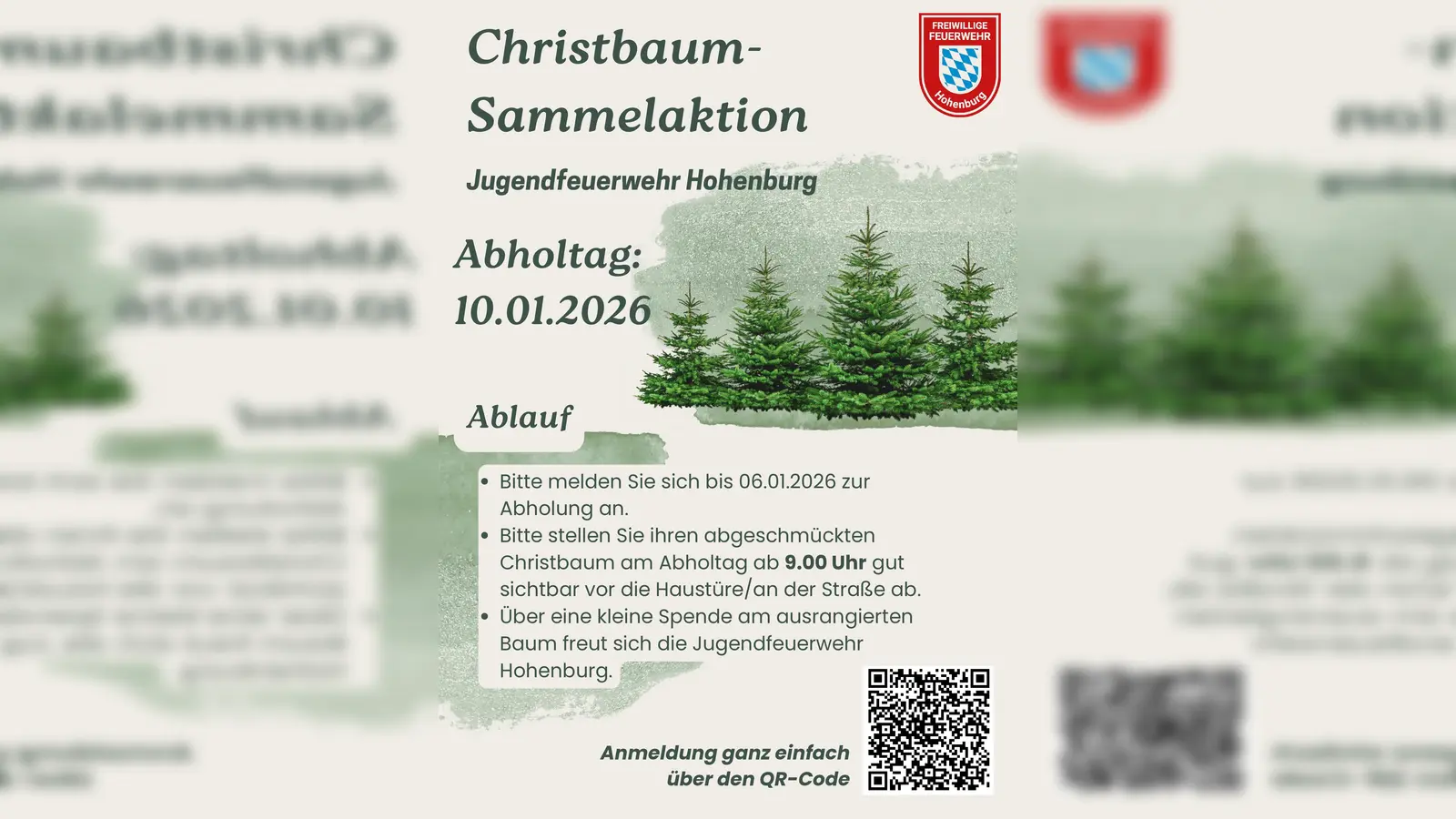 Plakat Christbaum-Sammelaktion Jugendefeuerwehr Hohenburg (Grafik: Magdalena Geitner)