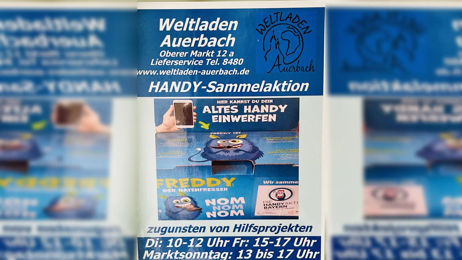 FREDDY Datenfressser Handysammelaktion Weltladen Auerbach (Bild: Sibylle Scharnagl)