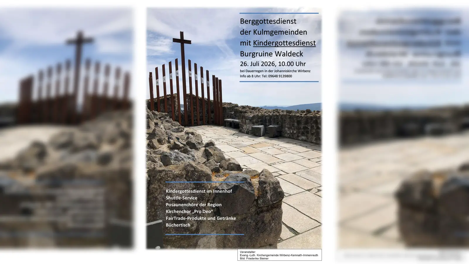 Burgruine Waldeck, Berggottesdienst der Kulmgemeinden mit Kindergottesdienst am 26. Juli um 10 Uhr (Bild: Friederike Steiner)