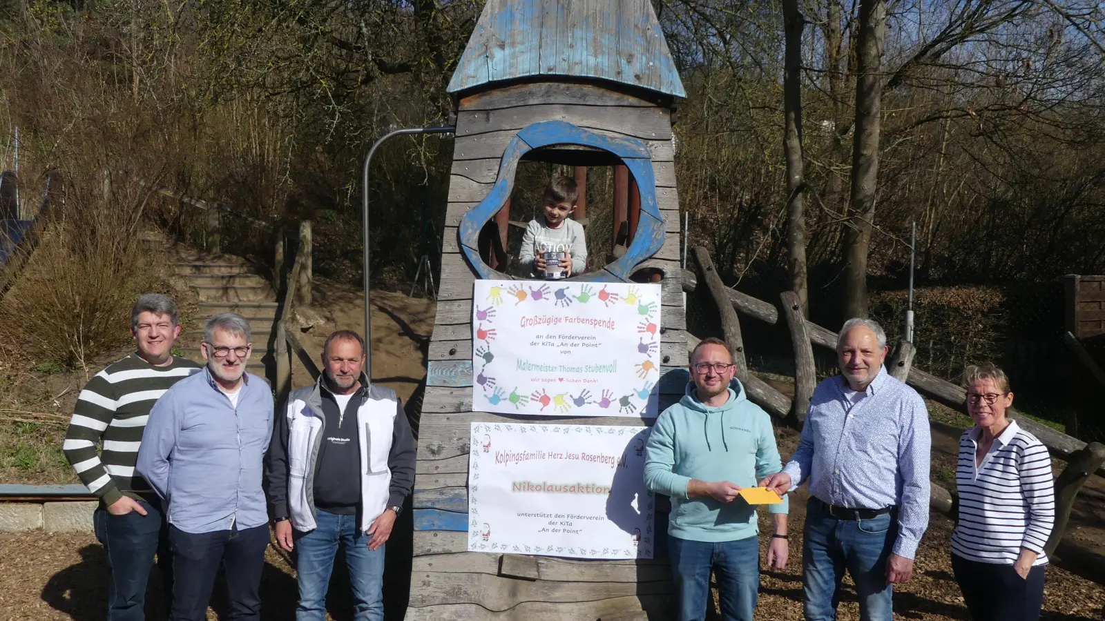 v. r.: Petra Lang, Peter Wismeth, Alexander Balzer, KiGa Kind Karlo Balzer, Thomas Stubenvoll, Thomas Gebhardt, Patrick Grun. (Bild: Martina Strobel )