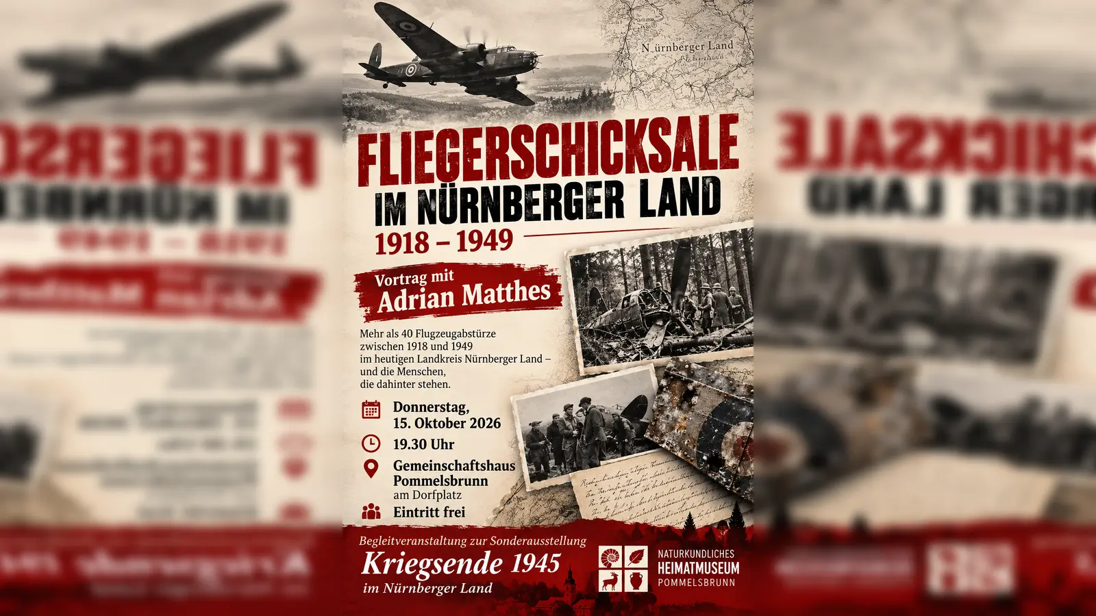 Adrian Matthes hat mehr als 40 Fliegerschicksale im heutigen Nürnberger Land recherchiert. Am 15. Oktober berichtet er im Gemeinschaftshaus Pommelsbrunn über seine Forschungen. (Bild: Klaus Schnaible)