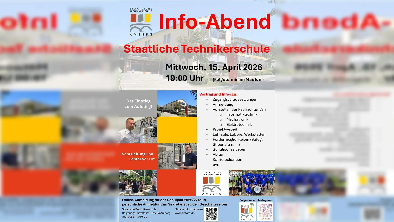 Plakat zum Infoabend der Staatl. Technikerschule Amberg (Bild: Mario Hopstock)