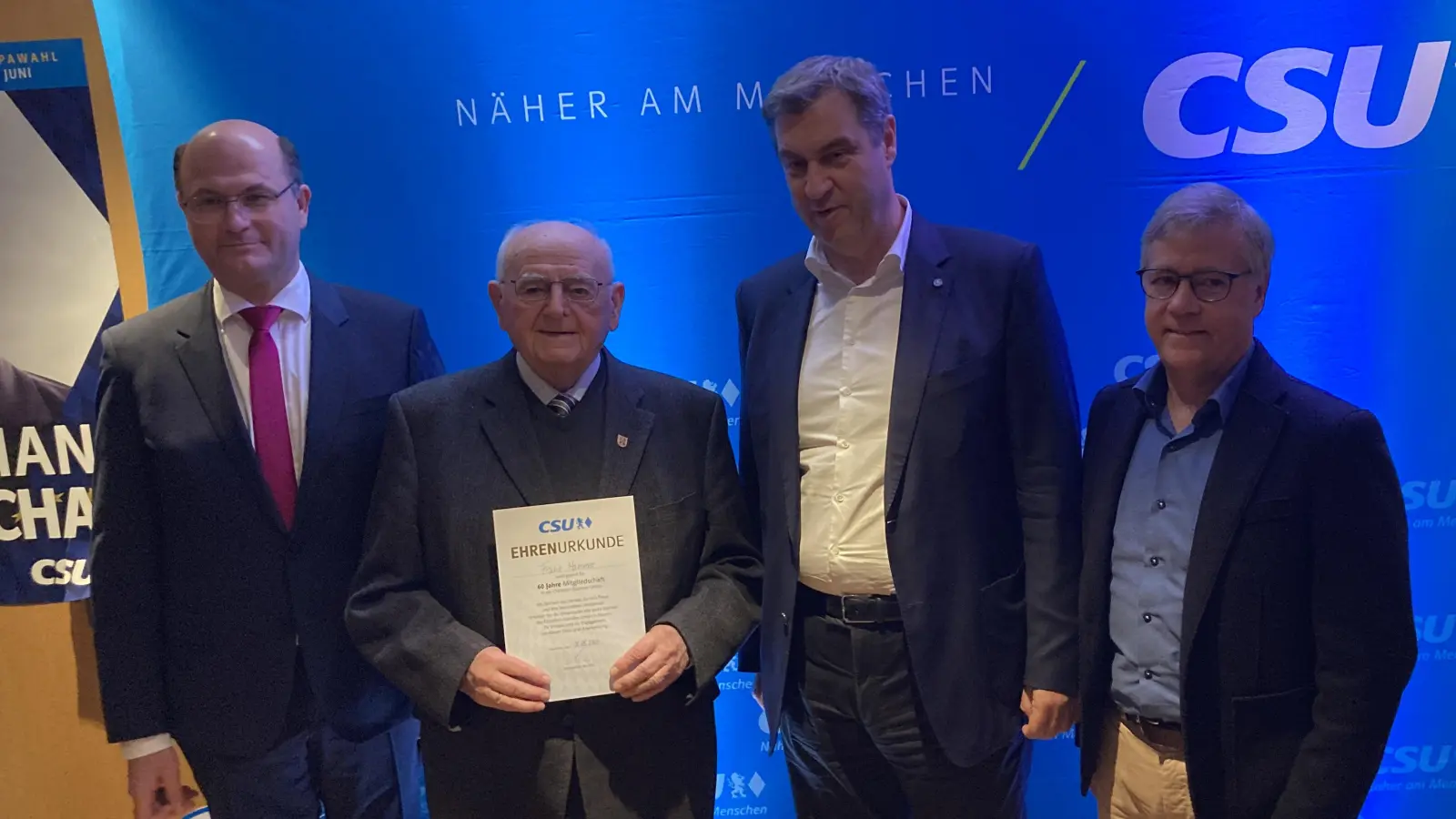 Franz Hammer als Ehrenmitglied der CSU Ensdorf. (Bild: Klaus Hernes)