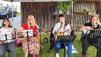Das Ukulelenensemble der Sing- und Musikschule Pfreimd sorgte für musikalische Unterhaltung beim Minibürgerfest in Nabburg (Bild: Hans Pesold)