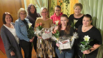 Der amtierende Elternbeirat der Grundschule mit den ausgeschiedenen Mitgliedern von links: Rektorin Waltraud Eichstetter, erste Vorsitzende Bettina Bindl, Rebekka Zilk, Katrin Wagner (ausgeschieden), Patricia Kuftner, Kathrin Saßl (ausgeschieden), stellvertretende Vorsitzende Elisabeth Bachmann, Kassier Melanie Pongratz. Nicht auf dem Bild Schriftführerin Nadja Zilk, Thomas Fischer (ausgeschieden) (Bild: Nikolaus Scherr)