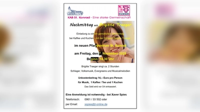 Schlager, Volksmusik, Evergreens und Musicalmelodien<br>Ein Nachmittag mit Brigitte Träger <br>Freitag, 7.November 2025 - 14:30 Uhr<br> (Bild: KAB St. Konrad)