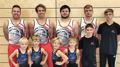 Die Turner der Turngemeinschaft Tirschenreuth beim Bayernpokal Gauentscheid in Windischeschenbach. (Bild: Anja Malzer)