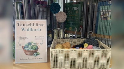 Regionalbibliothek stellt Wollkorb als Tauschbörse zur Verfügung.  (Bild: Paula Horn)