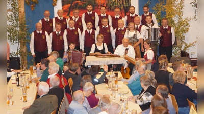 Bei der Herbstsitzweil im Weiherner Dorfheim, gab der Nachwuchsmusikant Josef Novak ein starkes Debüt. Gruppenfoto mit allen Akteuren. (Bild: Hans Schlosser)