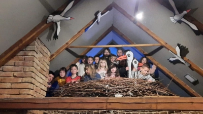 Foto 01: Im Naturhaus in Klenci gab es allerhand zu entdecken, wie diesen Storchenhorst. (Bild: Nikolaus Scherr)
