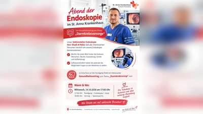 Ankündigung zum „Abend der Endoskopie“ mit Gesundheitsvortrag zur Darmkrebsvorsorge. (Bild: exb)