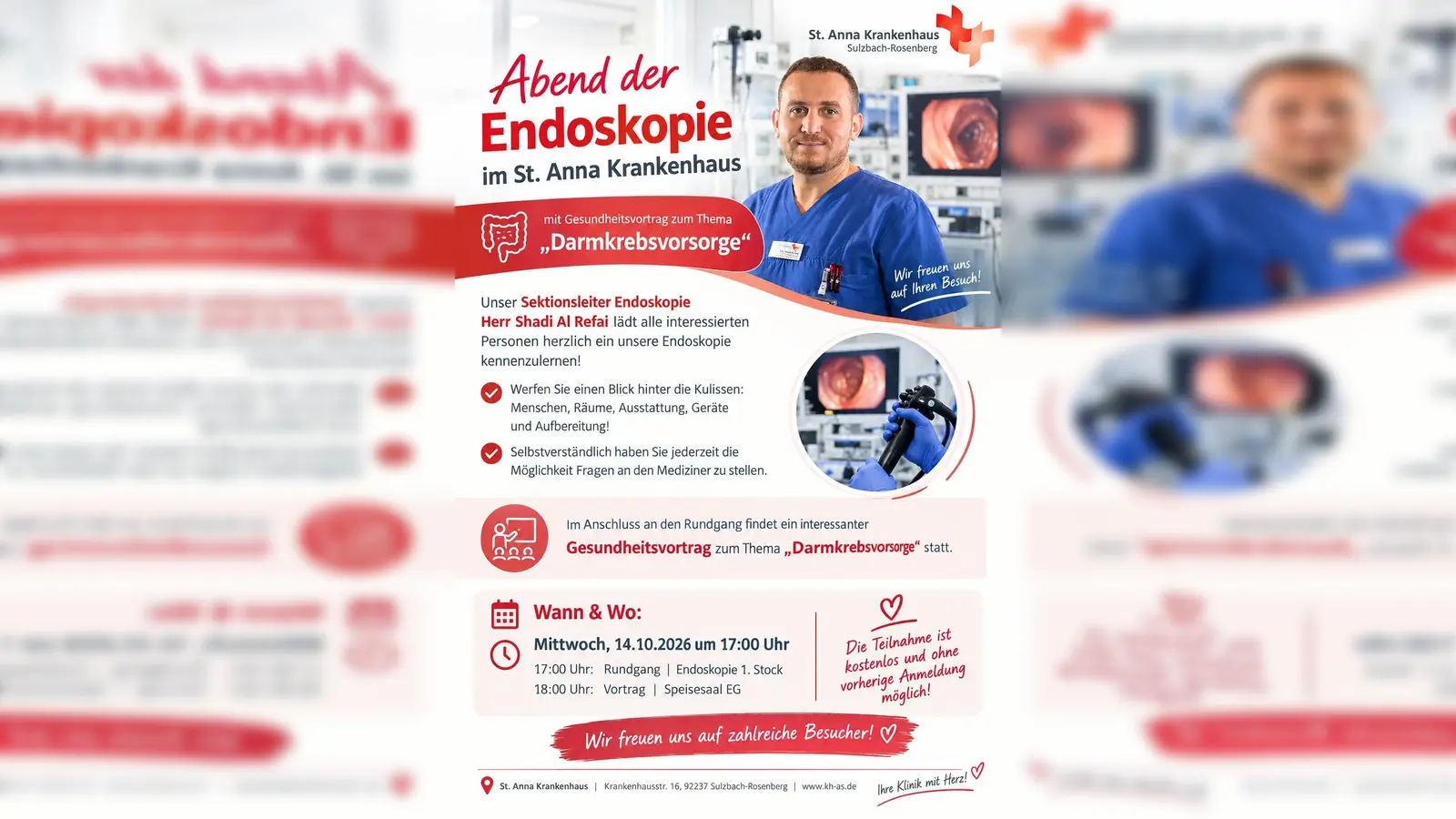 Ankündigung zum „Abend der Endoskopie“ mit Gesundheitsvortrag zur Darmkrebsvorsorge. (Bild: exb)
