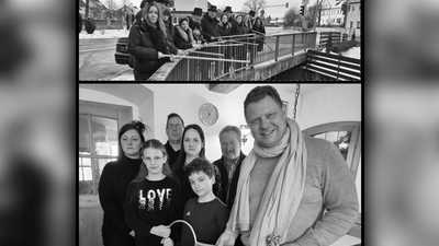 oben: Abordnung des Gaudiwurms beim Geldbeutelwaschen<br>unten v.l.: 2. Vors. Daniela Tschinkl, die beiden Prinzenpaare, <br>2. Bgm. Johann Brandl, 1. Bgm. Stefan Grillmeier  (Bild: Ulrike Schmidt)