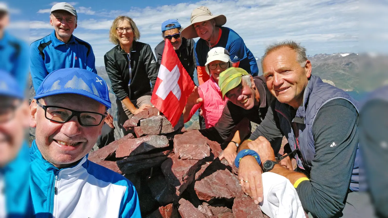 Tourenführer Rainer Rahn, Werner Dötterl, Birgit Schelter, Günter Reul, Christian Dressler, Karin Hollmann, Josef Kunz und Anton Hollmann (von links). (Bild: Rainer Rahn)
