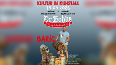 Das Bild zeigt das Motiv zur Veranstaltung „Kultur im Kuhstall“ mit da Bobbe. (Bild: exb)
