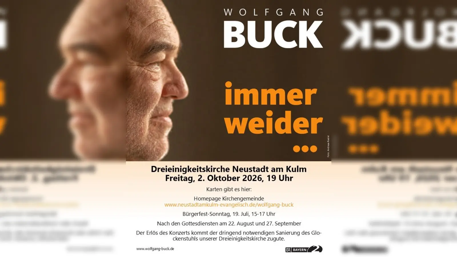 Plakat zum Konzert von Wolfgang Buck in Neustadt am Kulm. (Bild: Andreas Walter)