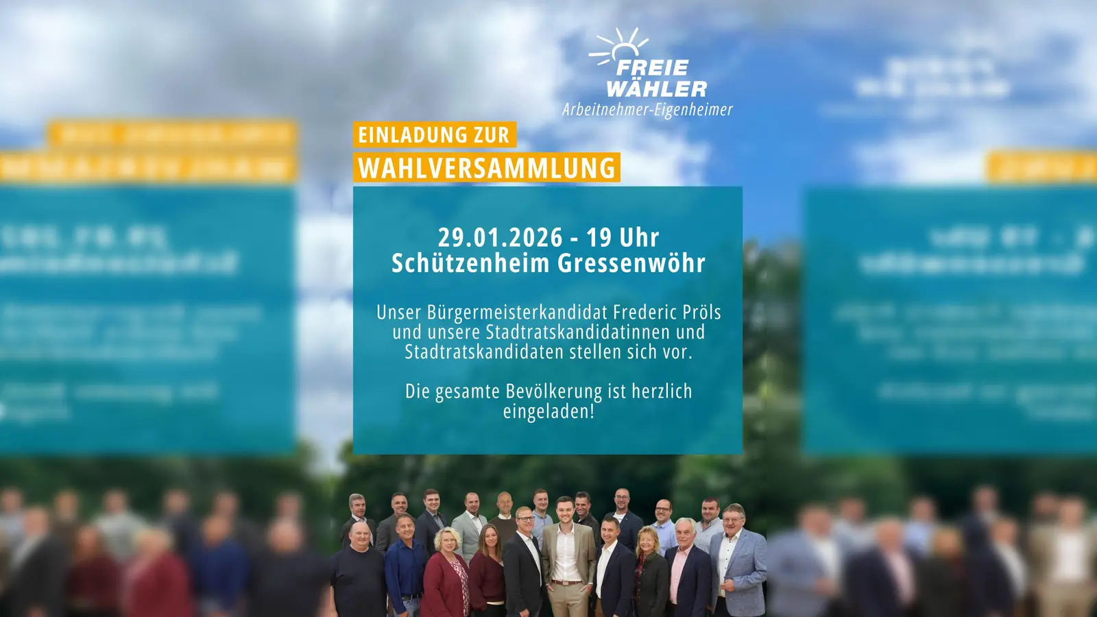 Bürgermeisterkandidat Frederic Pröls mit seinem Team. (Bild: Tonia Pröls)