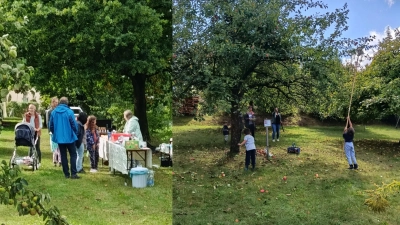 Beim Apfelpflückfest des Obst- und Gartenbauvereins Pirk konnten die Kinder im Rahmen des Ferienprogramms reichlich ernten. (Bild: Rosa Prell)