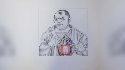 Michael Mathias Prechtls Bewunderung für Albrecht Dürer zeigt sein Werk „Hab Dürer im Herzen“ aus dem Jahr 1970. (Bild: Stadtmuseum Amberg/Tryhub)