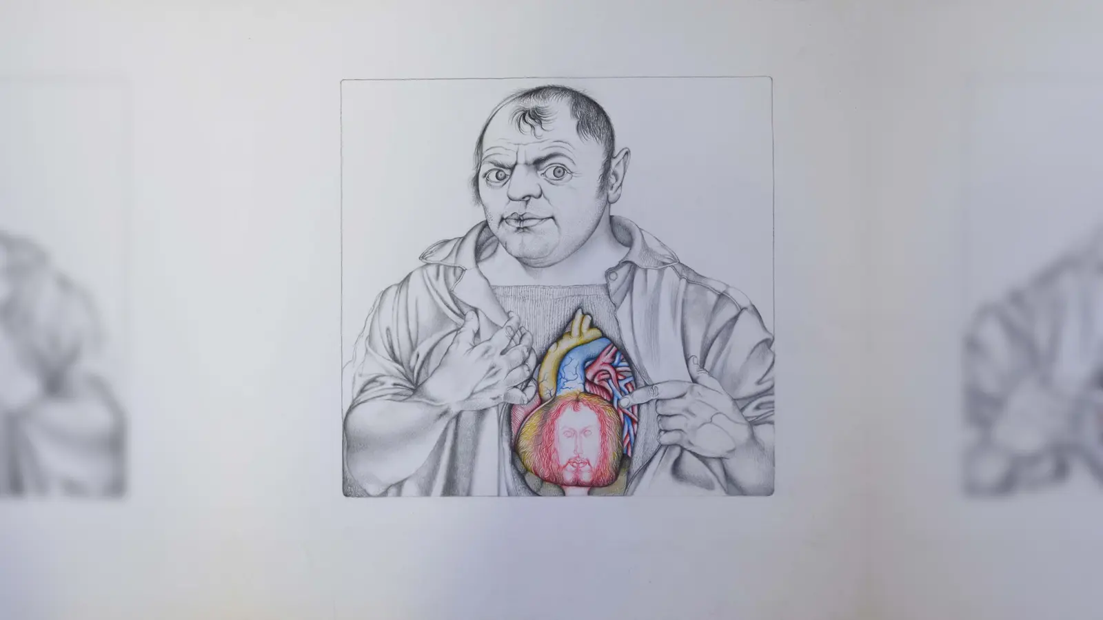 Michael Mathias Prechtls Bewunderung für Albrecht Dürer zeigt sein Werk „Hab Dürer im Herzen“ aus dem Jahr 1970. (Bild: Stadtmuseum Amberg/Tryhub)