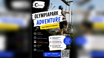 Das Plakat kündigt die Ferienprogramm-Fahrt des Stadtjugendrings Amberg in den Olympiapark München an. (Bild: exb)