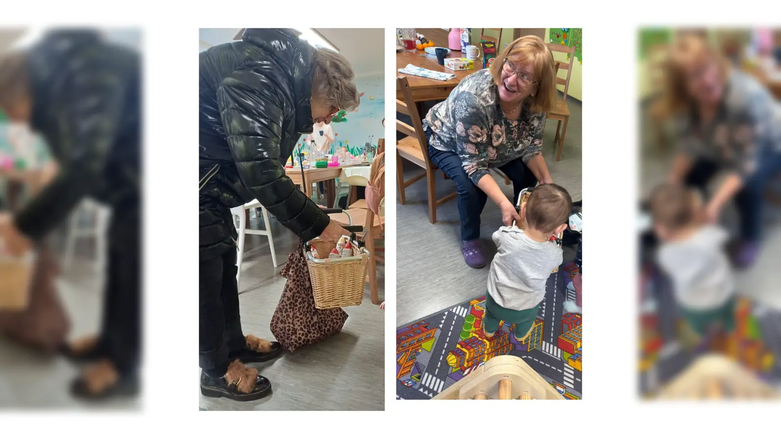 Hildegard Gallitzendörfer (schwarze Jacke) und Margarete Hirsch (auf Stuhl sitzend) überbrachten freudig die Nikoläuse. Die Kinder durften selber ihr süßes Geschenk entnehmen. (Bild: Margarete Hirsch)