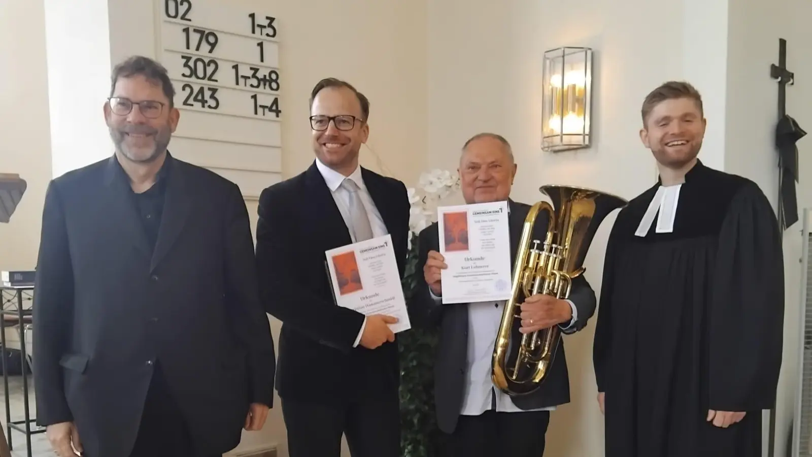 KMD Gerd Hennecke, Christian Hammerschmidt, Kurt Lehnerer, Pfarrer Daniel Götzfried.  (Bild: Gerd Hennecke)