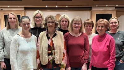 Neu gewählte Vorstandschaft Vorne von links: Daniela Sichardt, Birgit Schmidt, Petra Müller, Rita Schmid. Hinten von links: Julia Herrmann, Daniela Dotzler, Claudia Schmid, Susanne Herrmann, Irene Wisgickl (Bild: Daniela Dotzler)