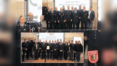 Neu gewählt wurde die Vorstandschaft der Feuerwehr Luhe in der Jahreshauptversammlung. Mehrere Mitglieder wurden befördert und geehrt. (Bild: Frederik Köllner)