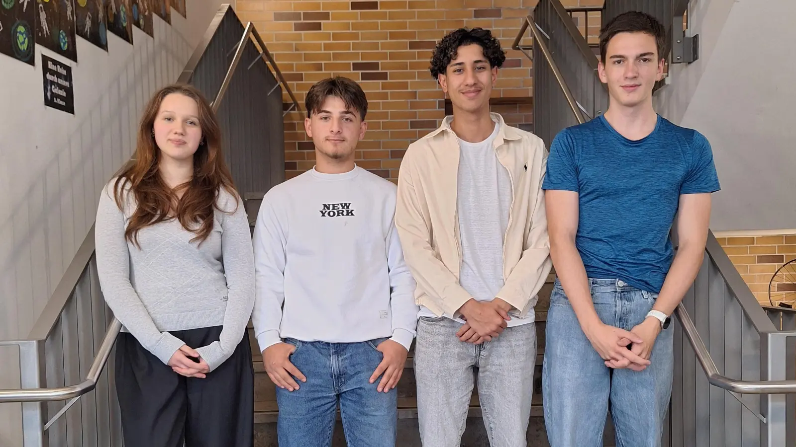 Die Schülersprecher der Region Lauren Hammer, Khalaf Al Khalaf, Ameen Shekh Mohammes und Leopold Hammer. (Bild: Sebastian Bäumler)