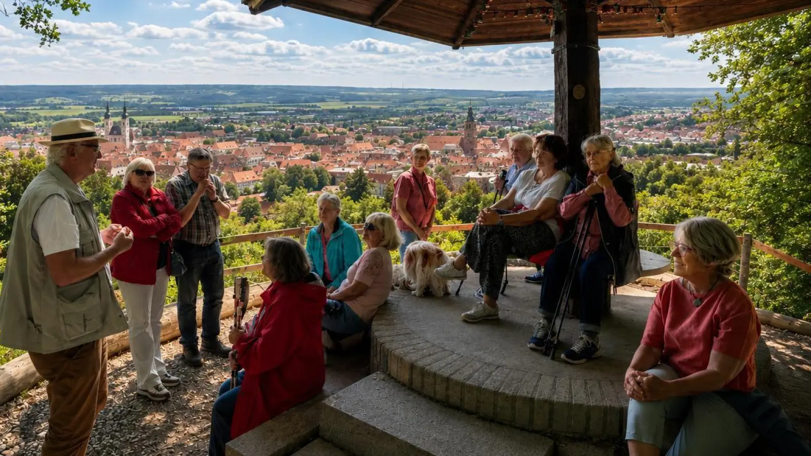 Die Wandergruppe am „Schwammerl”. (Bild: Xaver Flierl)