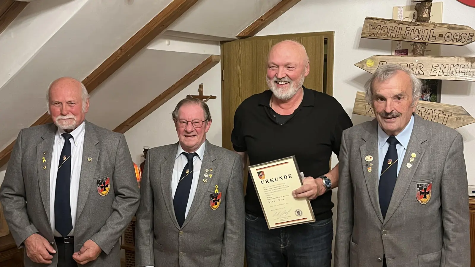 Von links: Martin Wendl, Lothar Amann, Xaver Ram, Wolfgang Richthammer, Vorsitzender Reservisten Lintach. (Bild: Wolfgang Richthammer)