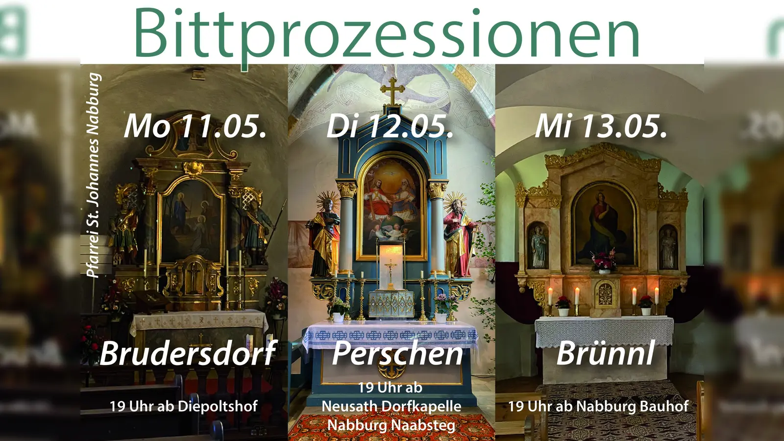 Die drei Bittprozessionen gehen von Nabburg aus in verschiedene Richtungen (Bild: Raphael Haubelt (aub))