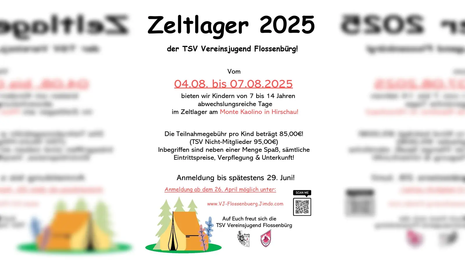 Plakat für das Zeltlager 2025 der TSV Vereinsjugend Flossenbürg. (Bild: Jonas Meiler)