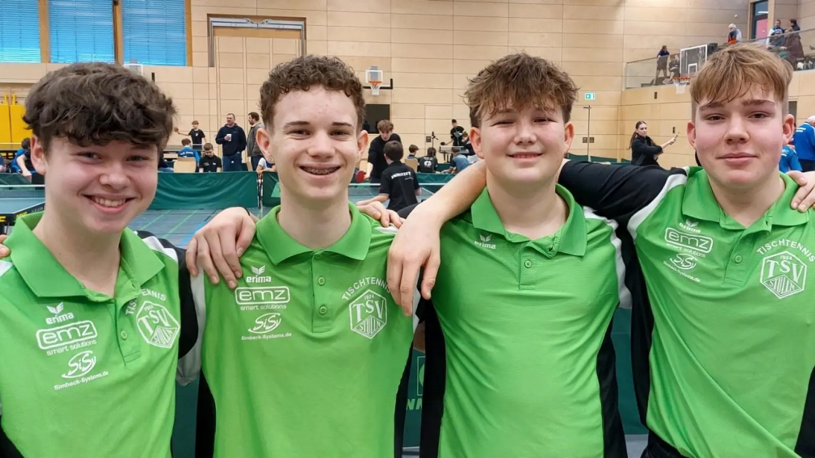 Die Teilnehmer am BRLT in Amberg vo.li. Jonas Balk, Yannick Brill, Korbinian Hübbers und Max Wagner. (Bild: Erich Kneißl)