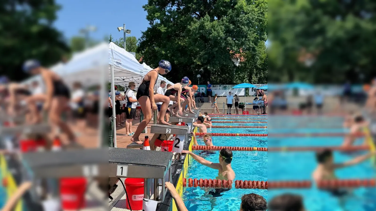 Jede Menge los war dieses Jahr in der Freibadesaison im Hockermühlbad Amberg – hier zum Beispiel beim Kurfürstenbad-Pokal kamen die Menschen nicht nur aus Amberg und der Region Amberg-Sulzbach, um die 50-Meter-Bahn im „Hocko“ zu nutzen. (Bild: Karoline Gajeck-Scheuck)