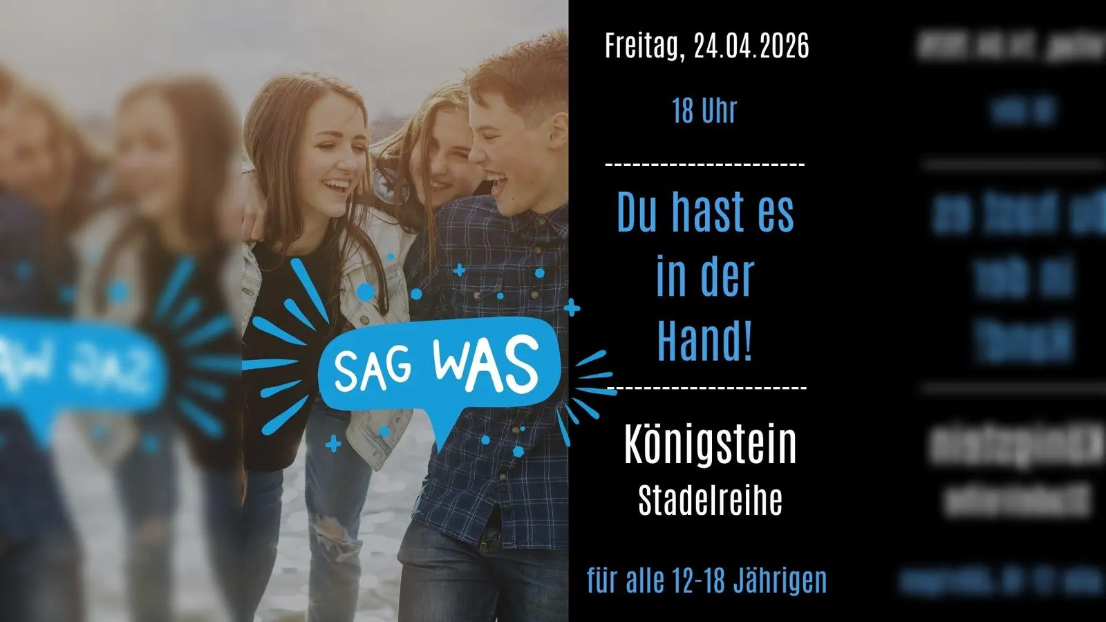 Der Markt Königstein und die Kommunale Jugendarbeit Amberg-Sulzbach freuen sich auf rege Teilnahme und kreative Ideen der Kinder und Jugendlichen bei der Sag wAS-Veranstaltung am 24.04.2026. (Bild: Nadine Wagner )