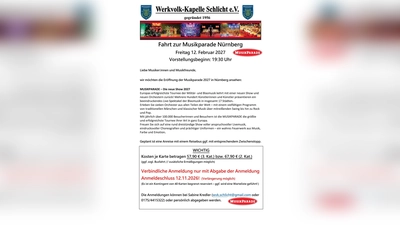 Die Werkvolkkapelle Schlicht lädt zu einer Busfahrt zur Musikparade 2027 nach Nürnberg ein. (Bild: exb)