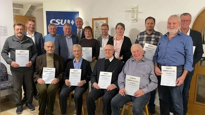 Beim Ehrungsabend der CSU Ehenfeld wurden zahlreiche Mitglieder ausgezeichnet. Sitzend von links: Hans Lohner, Maria Kummer, Pfarrer Konrad Kummer, Johann Falk, stehend von links: Christian Gnan, Werner Schulz, Martin Merkl, MdL Harald Schwartz, Brigitte Gnan, Manuel Falk, Gertrud Kustner, Stephan Schmalzl, Bürgermeister Hermann Falk und Franz Birner. (Bild: Sabine Siegler)