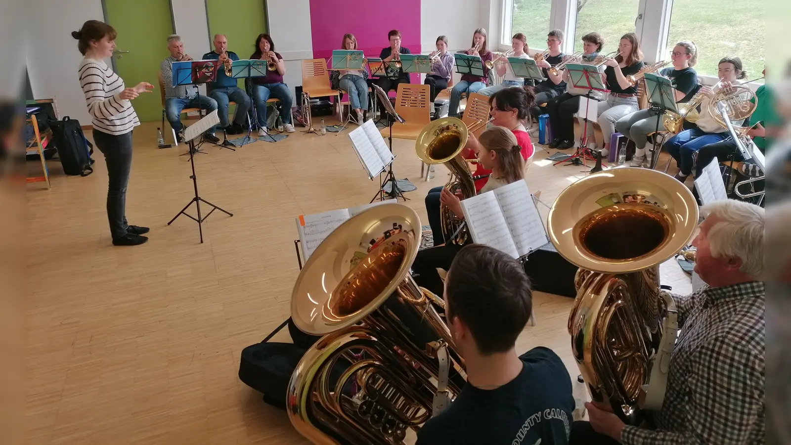 Der Evangelische Posaunenchor Floß unter der Leitung von Tanja Riedel führte vom 17.04. bis 19.04.2026 seine alljährliche chorinterne Bläserfreizeit durch.  (Bild: Riedel Richard)