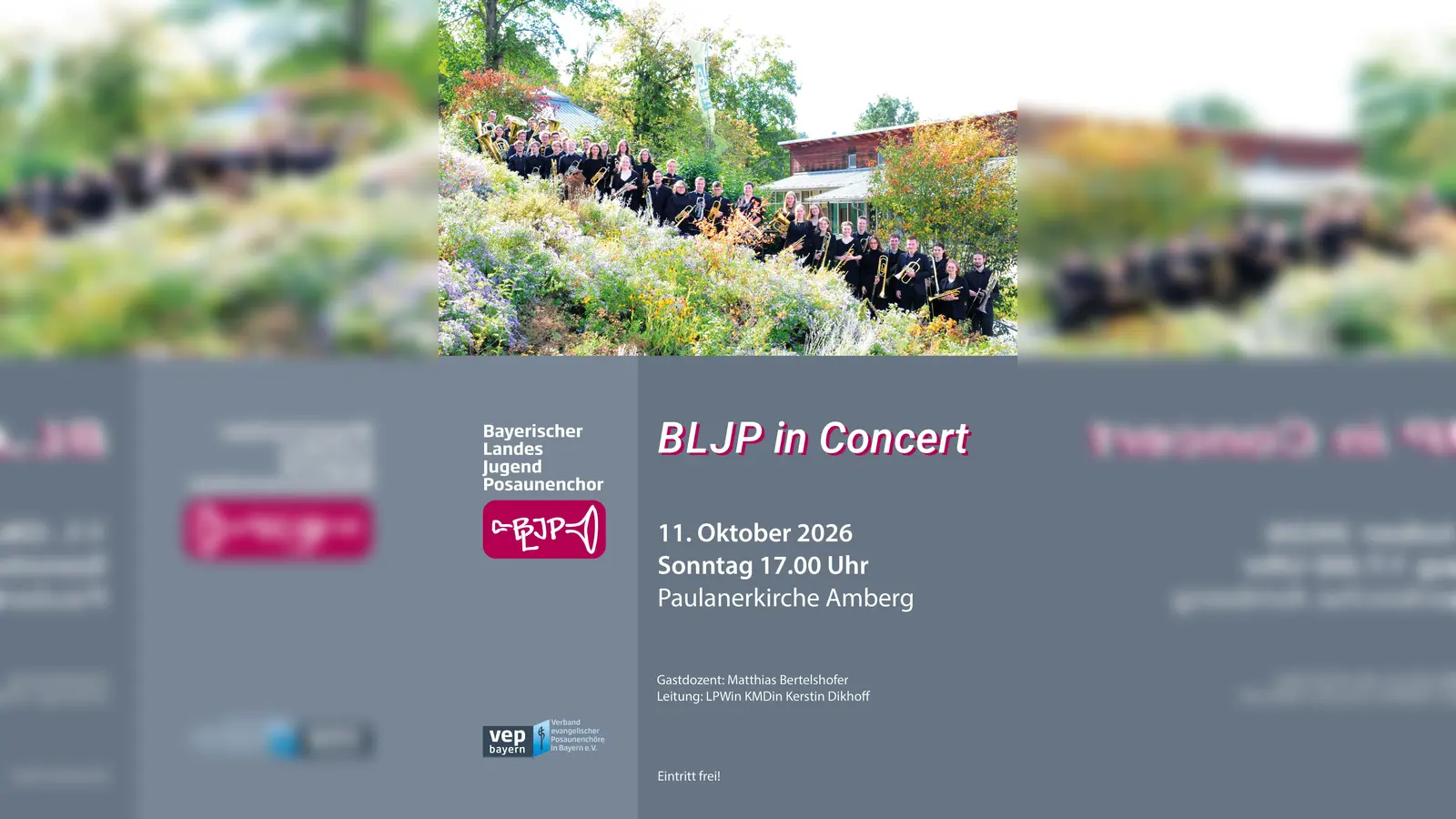 Das Plakat wirbt für das Konzert des Bayerischen Landesjugendposaunenchores in der Paulanerkirche Amberg. (Bild: exb)
