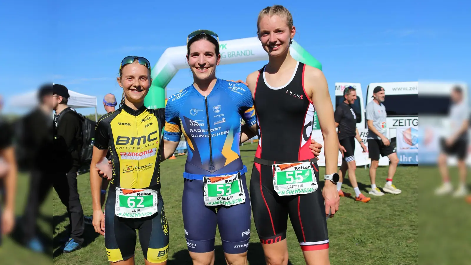 Die bayerischen Meisterinnen v.l. 3. Anja Bertleff TSG Ansbach, 1. Cornelia Griesche TSV Geimersheim, 2. Letitia Birner TB Weiden (Bild: Franz Pretzl)