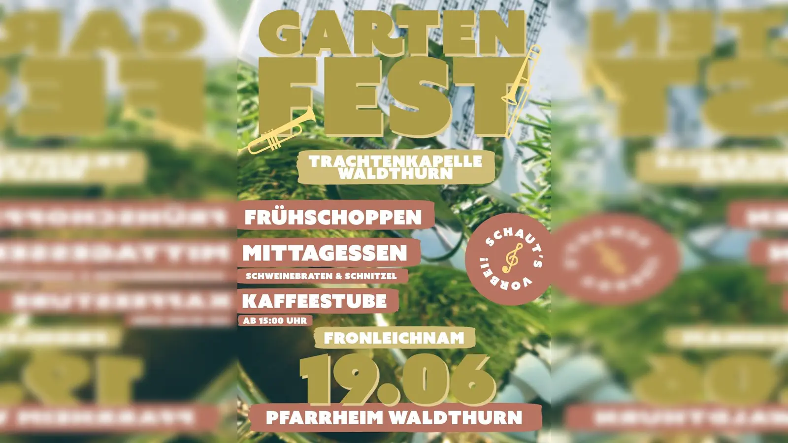 Flyer, Gartenfest, Trachtenkapelle Waldthurn (Bild: Julian Bauer)
