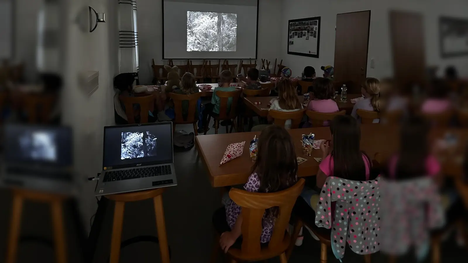 Gespannt verfolgten die Kinder die Filme auf der Leinwand. (Bild: Josef Söllner)