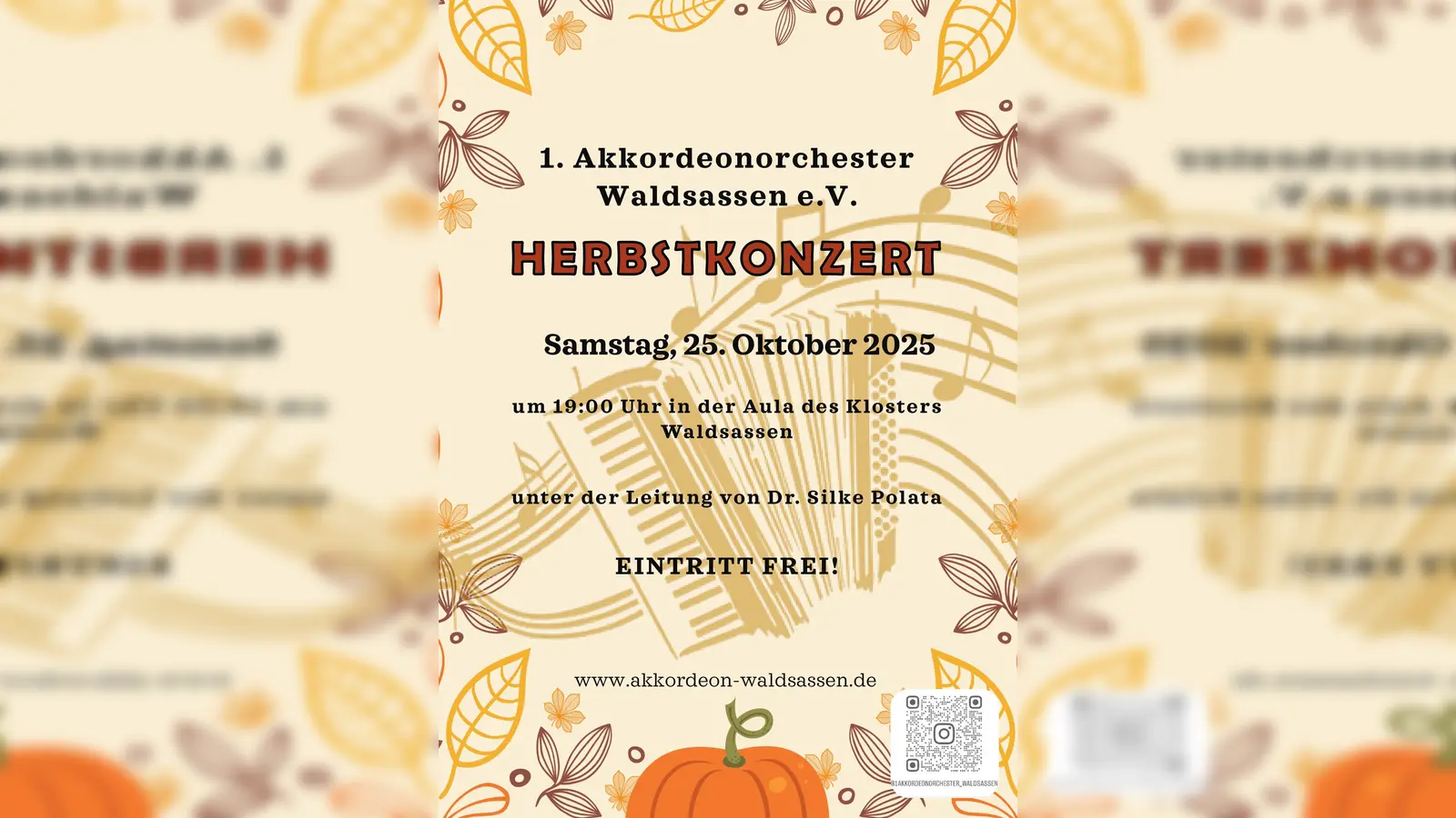 Flyer Herbstkonzert 25.10.2025. 1. Akkordeonorchester Waldsassen e.V. (Bild: Melanie Hencke)